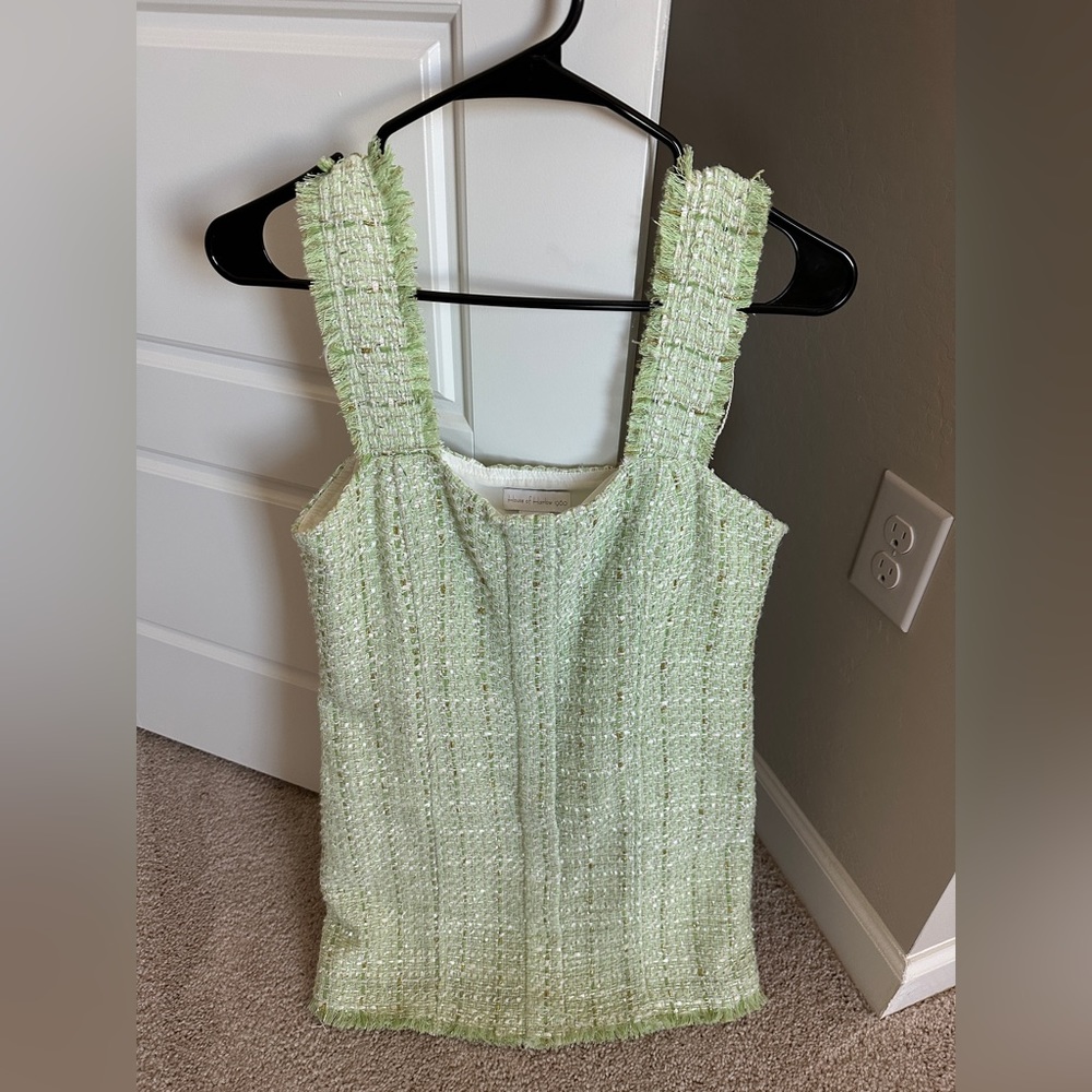 House of Harlow 1960 green tweed mini dress